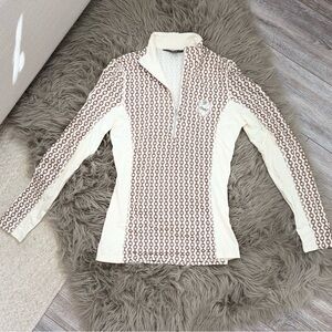 Brown and Cream Patterned Long Sleeve Riding Shirt